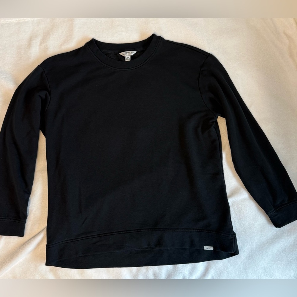 Orvis Black Lightweight Crewneck Sweatshirt Size Medium
